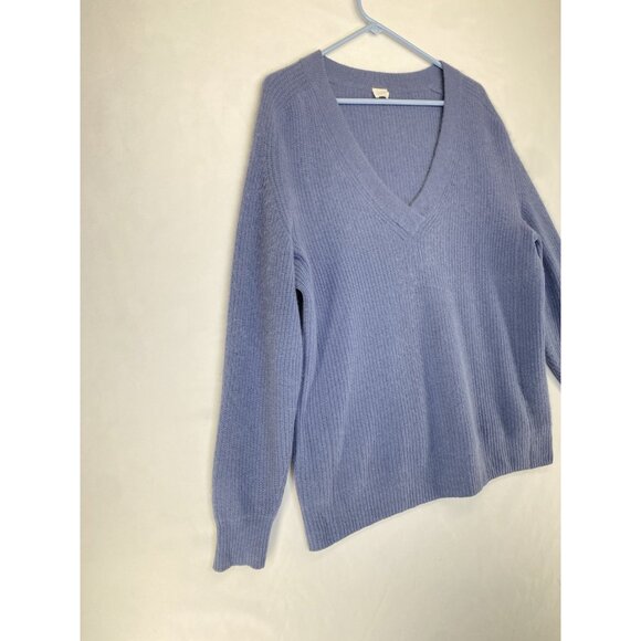 C.T. Plage Womens Long Sleeves V Neck Pullover Sweater Blue Wool Sz EUR 40 Large - Picture 3 of 9